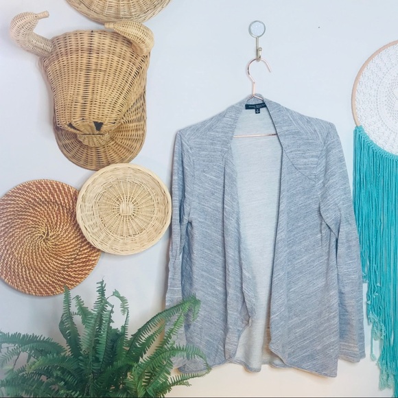 open drape Gray heathered Cotton Cardigan - Picture 5 of 6